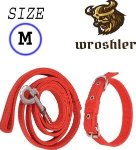 WROSHLER Dog Belt Combo of 1 inch RED Collar with RED Dog Leash ...