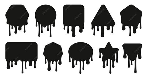Black dripping shapes abstract black oil drops and splashes simple ...