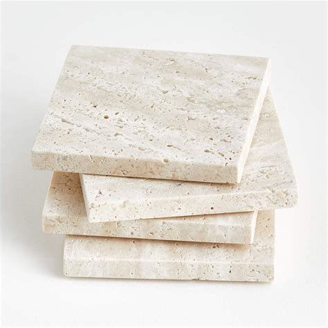 Travertine Coasters, Set of 4 | Crate and Barrel UAE