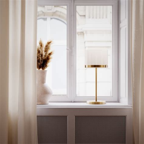 By Rydens Marcel table lamp, brass/white, height 55 cm | Lights.ie