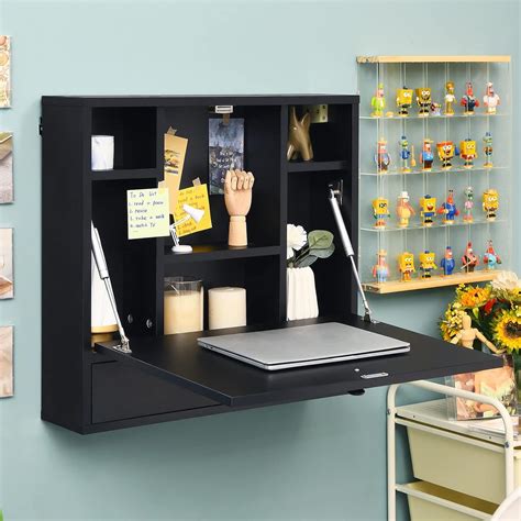 Amazon.com: IFANNY Wall Mounted Desk, Wall Computer Desk w/Storage ...