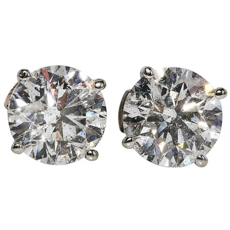 2 Carat Ct Real Natural Solitaire Diamond 2 Round Stud Earrings 14k ...