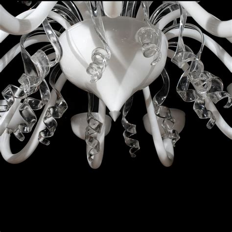 Venetian Chandelier Orseolo - White and crystal details - Original Murano Glass