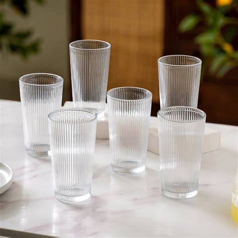 Set Of 6 Fluted Tall Glass Tumbler 300ml Online - Premium Tumbler ...