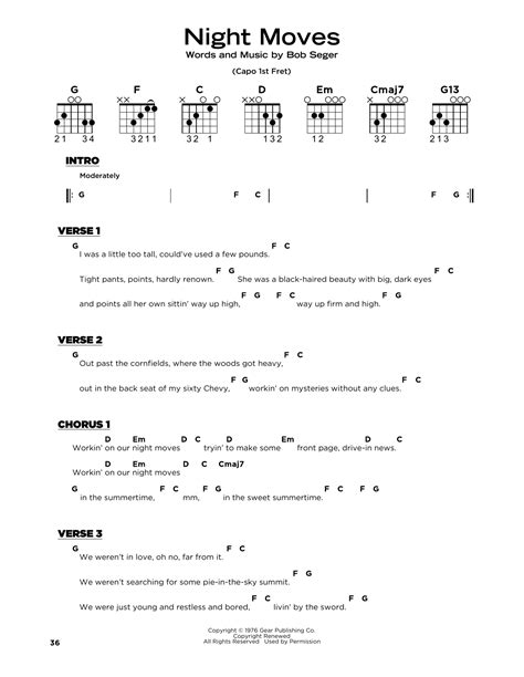 Night Moves by Bob Seger - Really Easy Guitar - Guitar Instructor