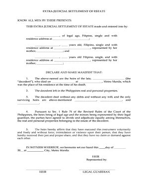 2022-2025 Form PH FILSCAP Extra Judicial Settlement of Estate Fill ...