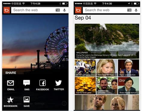 Bing App iOS 的图像结果