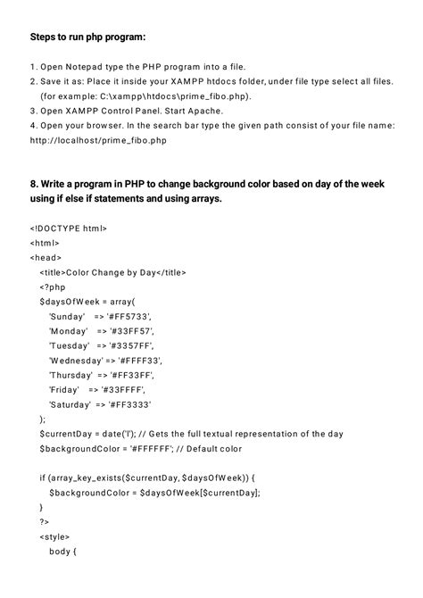 PHP Programming Steps and Examples: OC TYPE htm PHP Guide - Studocu