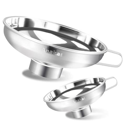 Anaeat Stainless Steel Canning Funnel with Handle for Wide and Regular ...