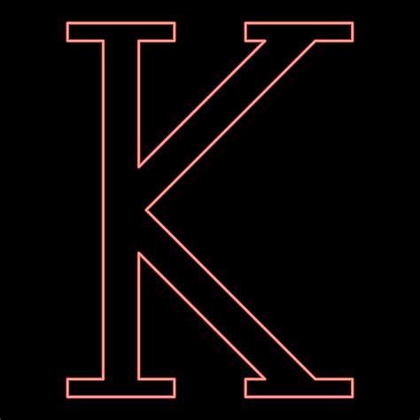 Neon kappa greek symbol capital letter uppercase font red color vector ...