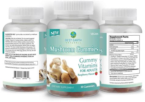 Buy Best Earth Naturals Mushroom Gummy Vitamins Raspberry Flavor with ...