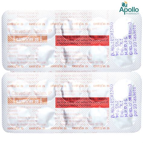 Cardivas 25 Tablet 10's Price, Uses, Side Effects, Composition - Apollo ...