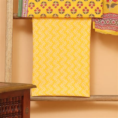 Yellow bagh hand block printed cotton unstitched Suit set – Kameez.co