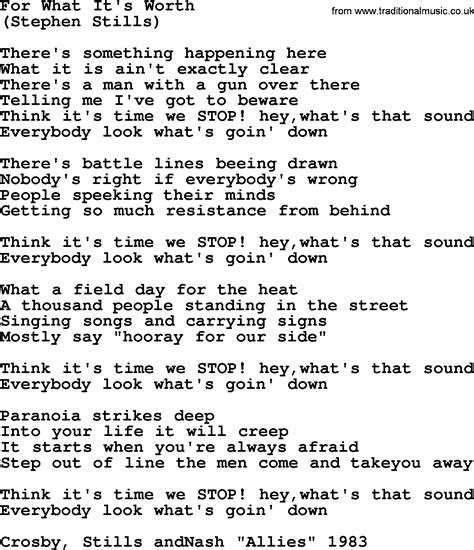 For What It's Worth Song Meaning at David Velasquez blog