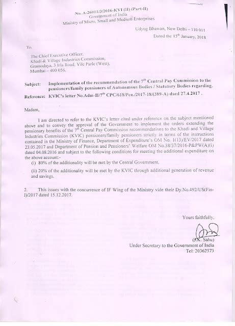Implementation of the recommendation of the 7th Central Pay Commission ...