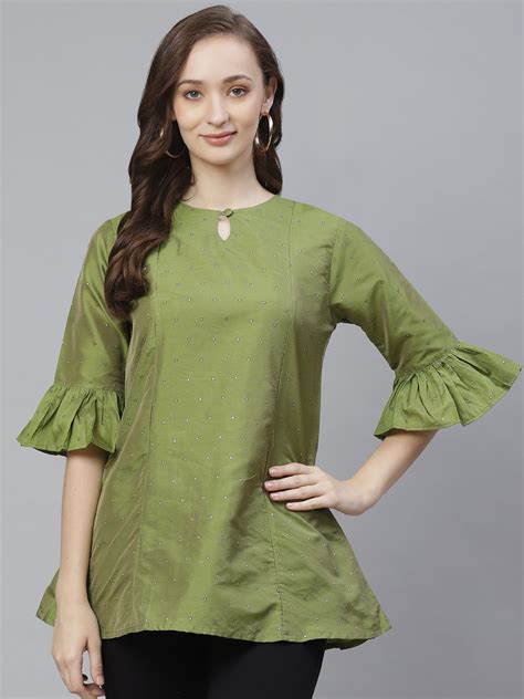Shop Bhama Couture Pista Green Tunic Online