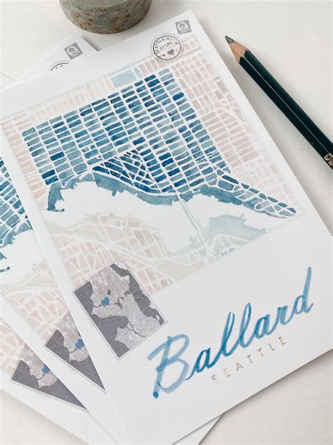 BALLARD Seattle Neighborhood Map Postcard — Turn-of-the-Centuries