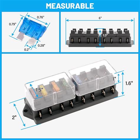 Buy RED WOLF Car 8-Way Blade Fuse Block Box w/Negative Bus ATC/ATO ...