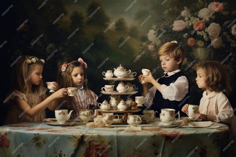 Premium AI Image | Children having a tea party