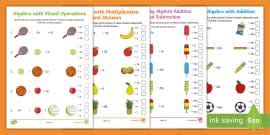 Alphabet Algebra Worksheets with answers | Maths Resources