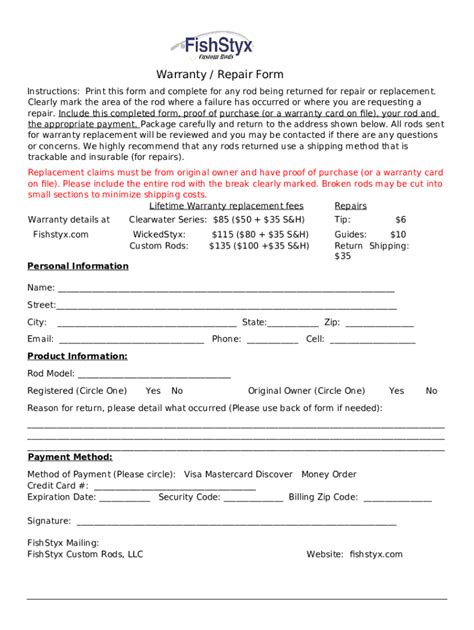 Rod Repair Request Doc Template | pdfFiller