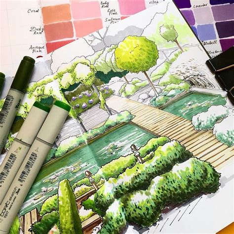 Pin by Ashley C on Sketch | Landscape sketch, Copic marker art ...