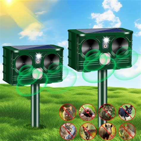 Amazon.com: 2 Pack Upgraded Ultrasonic Animal Repeller Outdoor Solar ...