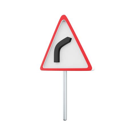 3d render of a uk warning of a right hand bend ahead road sign. 3d ...