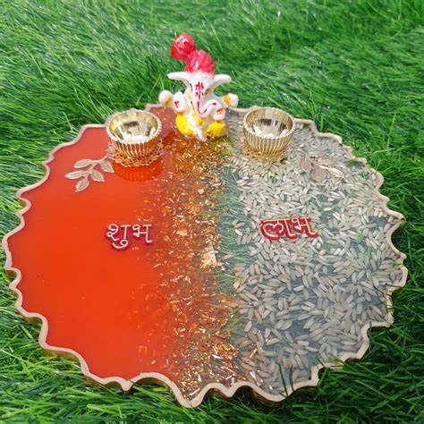 RUSHANK Resin Plate of Roli Chawal Platter for Rakhsha Bhandhan, Pooja ...