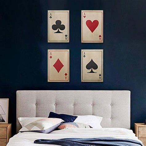 Ace Playing Cards Wall Decor - Vintage Set of 4