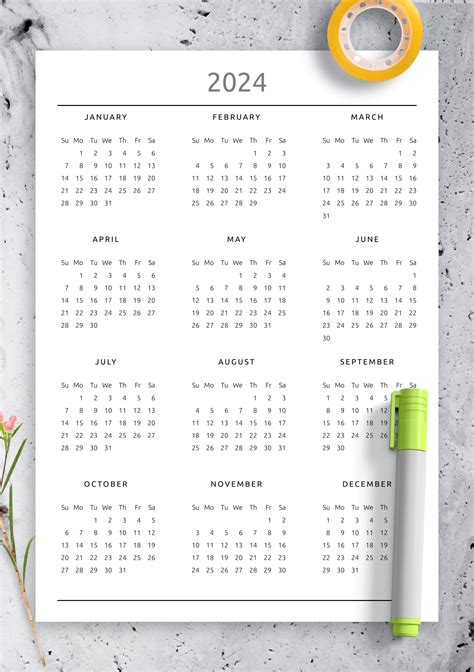 2024 Holiday Calendar Excel Printable Bookmarks Free Printable/small ...