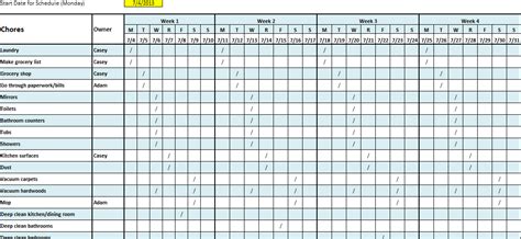 9 Free Cleaning Schedule Templates in MS Word and MS Excel