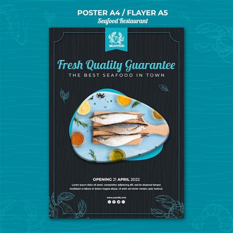 Seafood restaurant flyer template | Free PSD