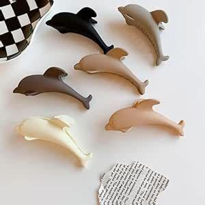 Ashkash 2Pcs Matte Dolphin Pattern Hair Claw Clips Ocean Series Shark ...