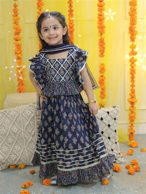 Bownbee | Buy Kids Ruffle Top Lehenga with Dupatta for Girls