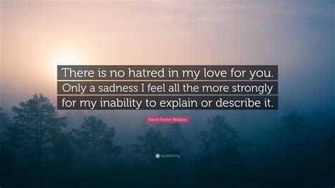 David Foster Wallace Quote: “There is no hatred in my love for you. Only a sadness I feel all ...