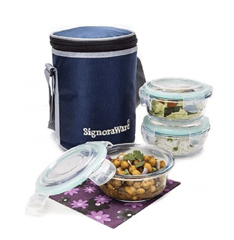 SignoraWare Executive High Microwave Safe Office Lunch Box Set with Ba ...