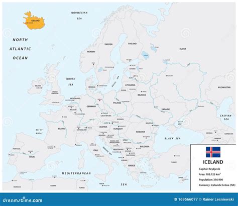 Location of Iceland on the European Continent with Small Information ...