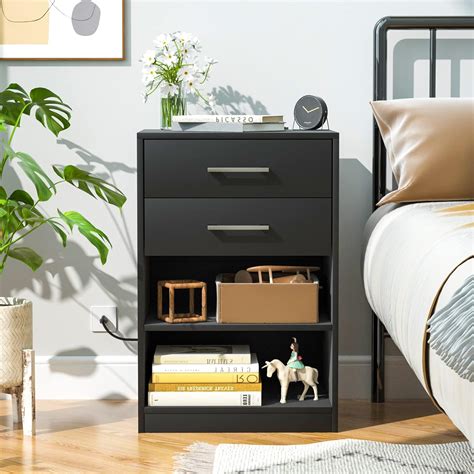 Buy Irontar Nightstands Set of 2, Nightstand with Charging Station, End ...