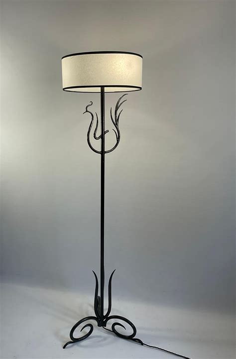 1940s French Wrought Iron Floor Lamp with a Design of a Phoenix. For ...