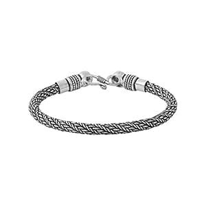 Buy Dare by Voylla Oxidized Silver Bracelet Featuring Textured Smart ...