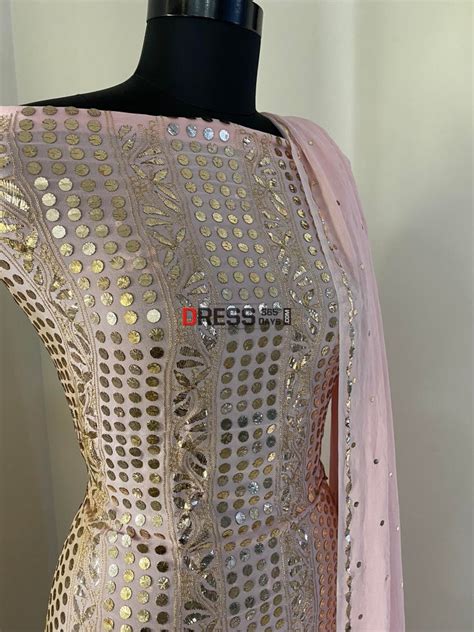 Pastel Pink Pure Georgette Kamdani Suit – Dress365days