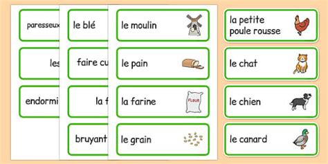 Little Red Hen Word Cards French