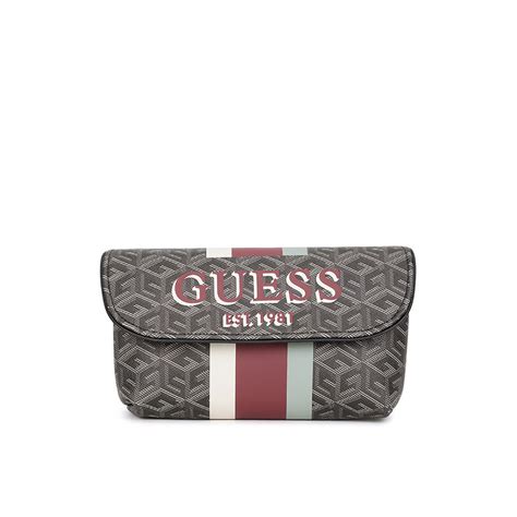 Buy Guess Charcoal Brand Logo Wilder Wristlet Cosmetic Pouch Online