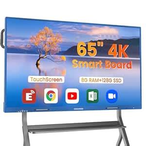 65" Smart Board, 65 Inch Interactive Digital Whiteboard Display, 4K UHD ...