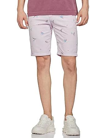Buy The Indian Garage Co Men Slim Fit Printed Mid-Rise Shorts Lilac at ...