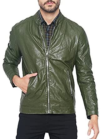 Buy The Indian Garage Co Men's Slim Fit Biker Jackets (J-44_Green_XL ...