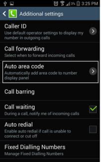 Image result for How to Set Area Code On Samsung Android OS Phone