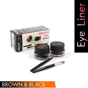 Music Flower Long Lasting Gel Eyeliner, Black & Brown (2 Brush) 6 g ...