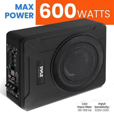 8-Inch Low-Profile Amplified Subwoofer System - 600 Watt Compact ...